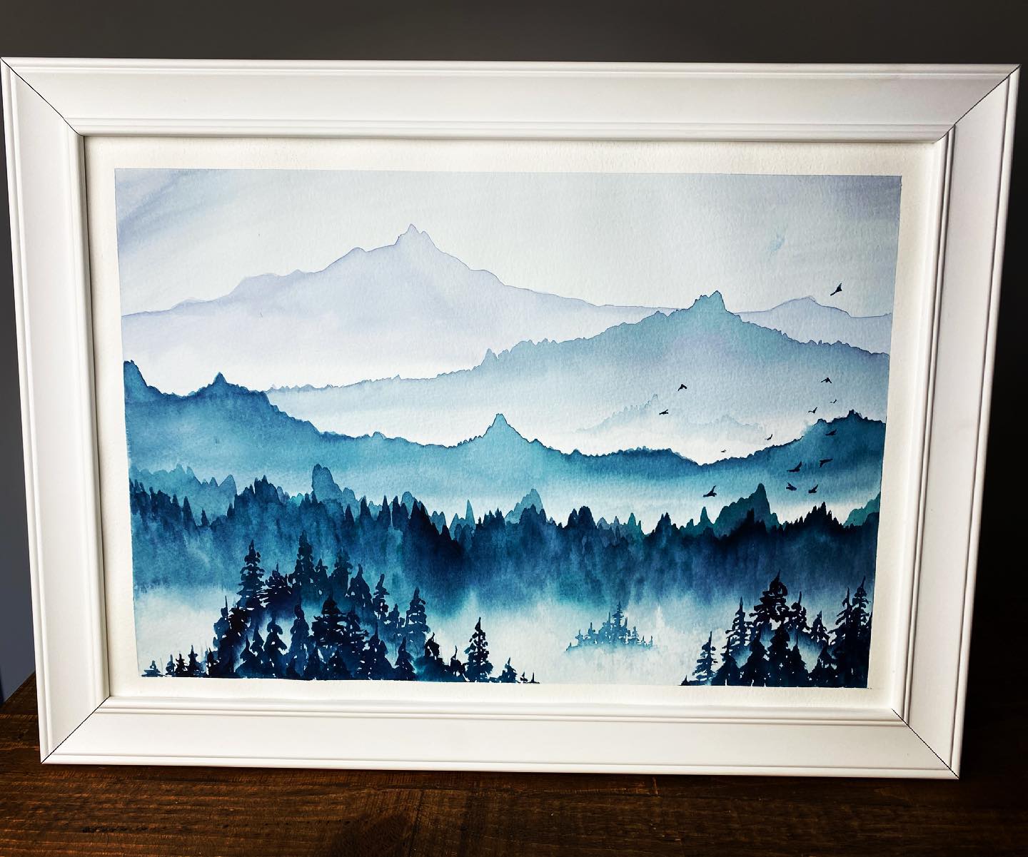Original Painting - Misty Mountains A3