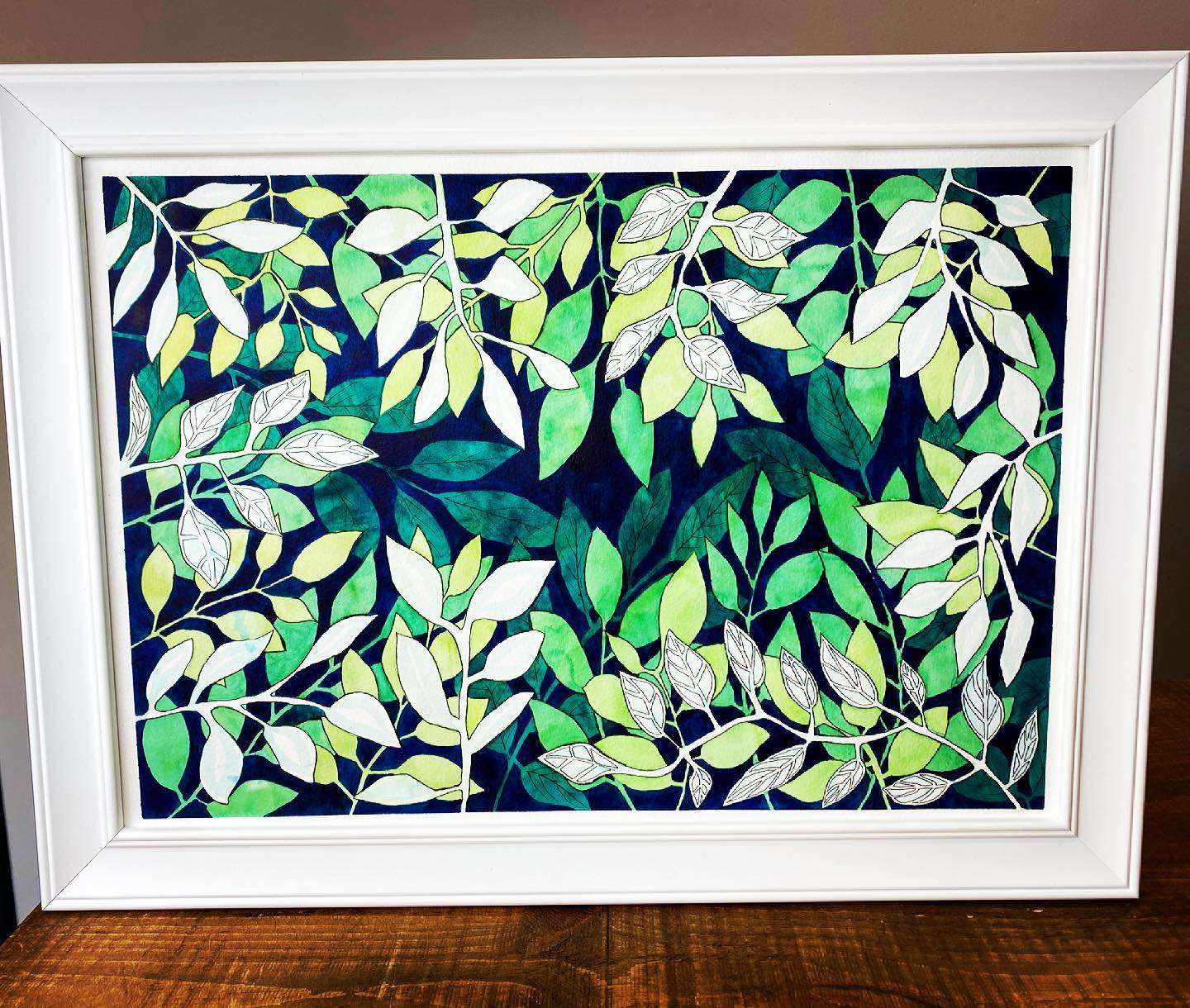 Original Painting - Negative Leaves A3