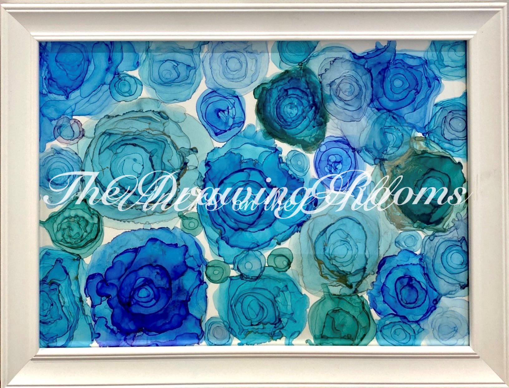 Original Artwork - Golden Blue Roses