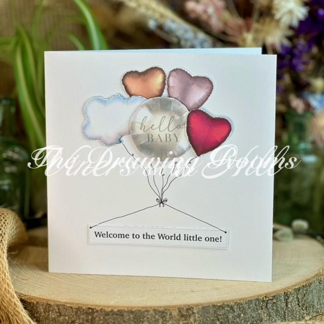 New Baby Balloons Card in Pink