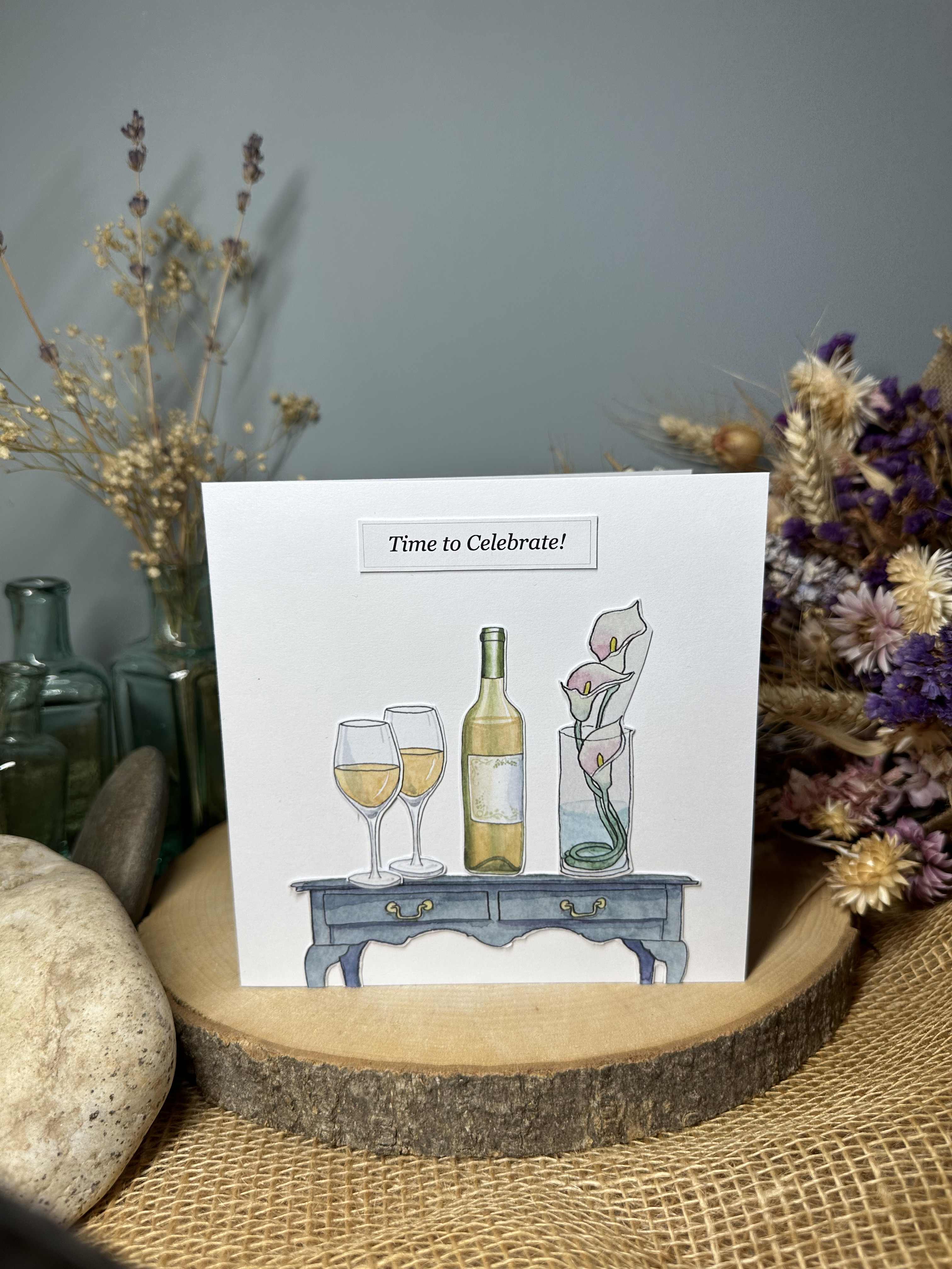 White Wine Celebration Table Card