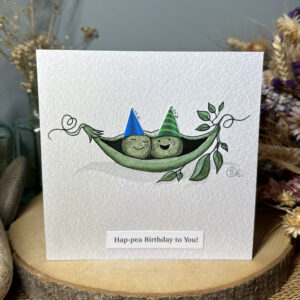 Hap-pea Blue Hat Birthday Card