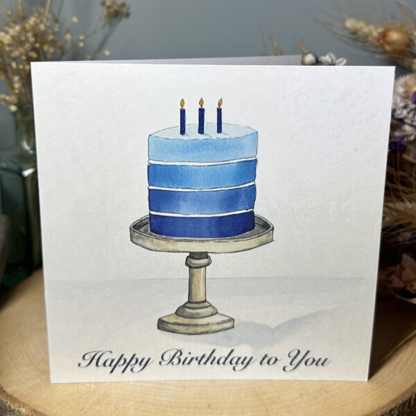 Blue Cake Birthday Card