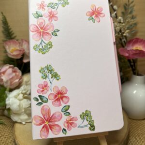A5 Lined Notebook Pink Flower on Pink