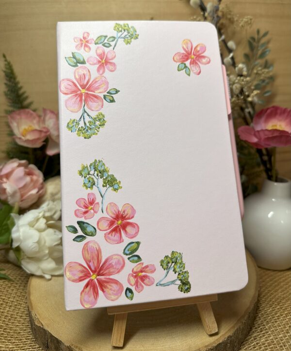 A5 Lined Notebook Pink Flower on Pink
