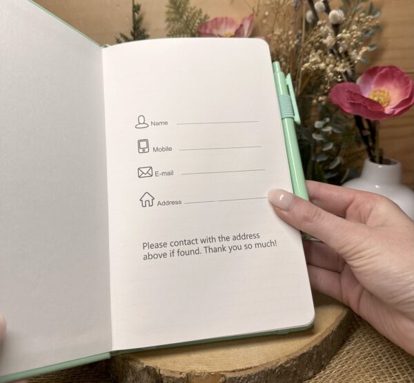 A5 notebook inside front cover