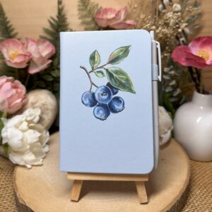 A6 Lined Notebook Blueberry on Lilac