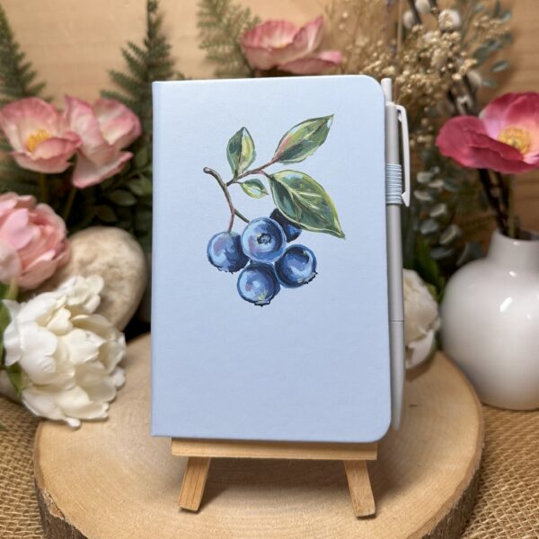 A6 Lined Notebook Blueberry on Lilac