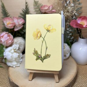 A6 Lined Notebook Lemon Yellow Flowers