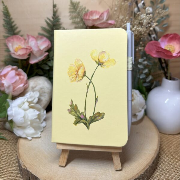 A6 Lined Notebook Lemon Yellow Flowers