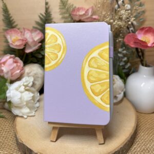A6 Lined Notebook Lemons on Lilac