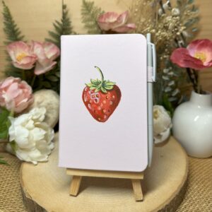 A6 Lined Notebook Strawberry on Pink