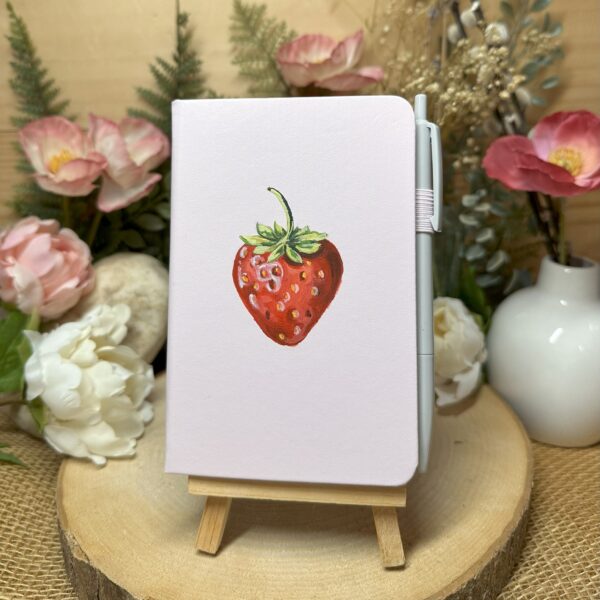 A6 Lined Notebook Strawberry on Pink