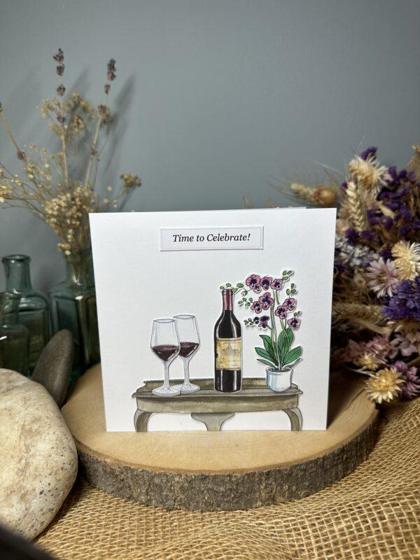 Red Wine Celebration Table Card